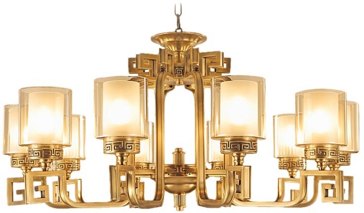 新中式吊灯 全铜客厅灯 中国风创意简约卧室灯具大气餐厅灯饰