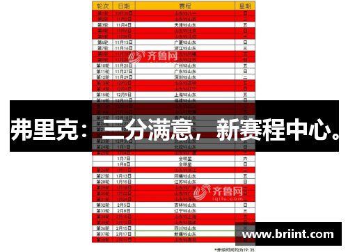 弗里克：三分满意，新赛程中心。
